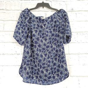 Michael Kors Blue Floral Off The Shoulder Top